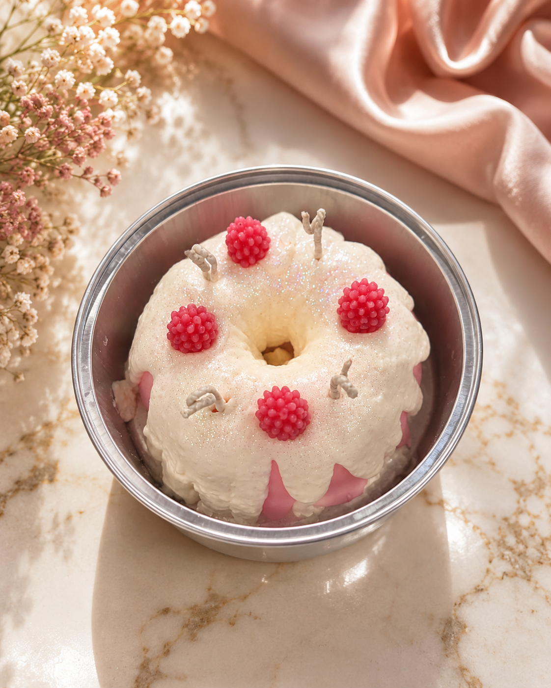 Rasberry Mini Bundt Cake Candle