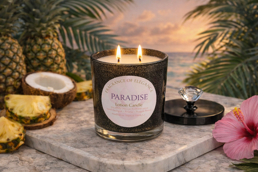 Paradise  Lotion Candle 15oz double wick 72 hour burn - Fragrance of Elegance