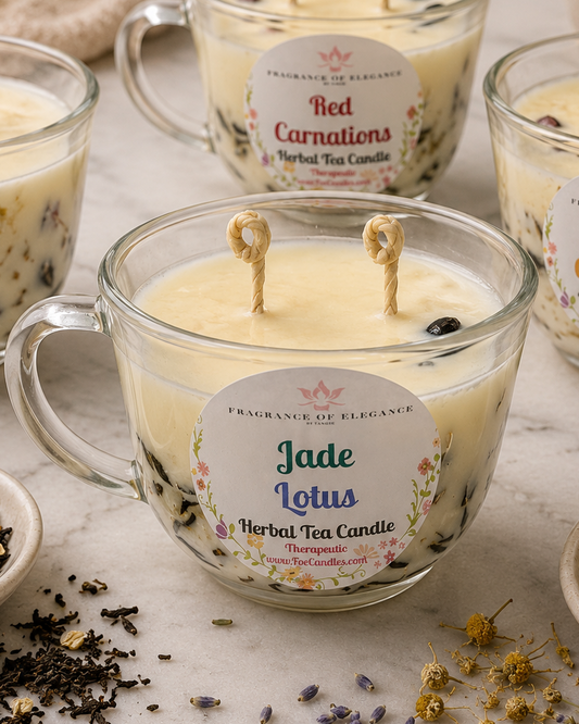 Jade Lotus candle made with essential oil 90 hour burn time 3 wick - Fragrance of Elegance
