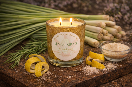 Lemon Grass Lotion Candle 15oz double wick 72 hour burn - Fragrance of Elegance