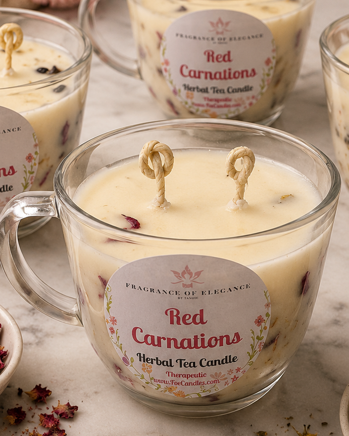 Red Carnation candle made with essential oil 90 hour burn time 3 wick (Copy) - Fragrance of Elegance