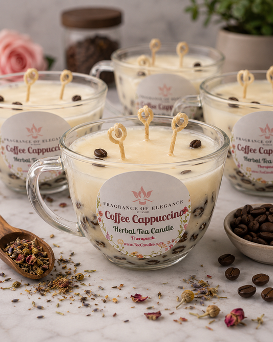 Coffee Cappuccino candle made with essential oil 90 hour burn time 3 wick - Fragrance of Elegance